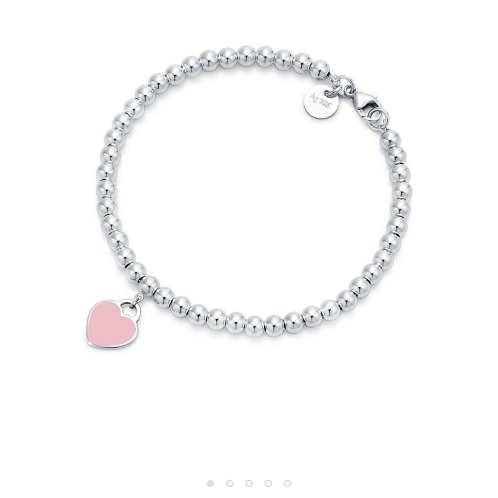 TIFFANY pink heart tag bead bracelet